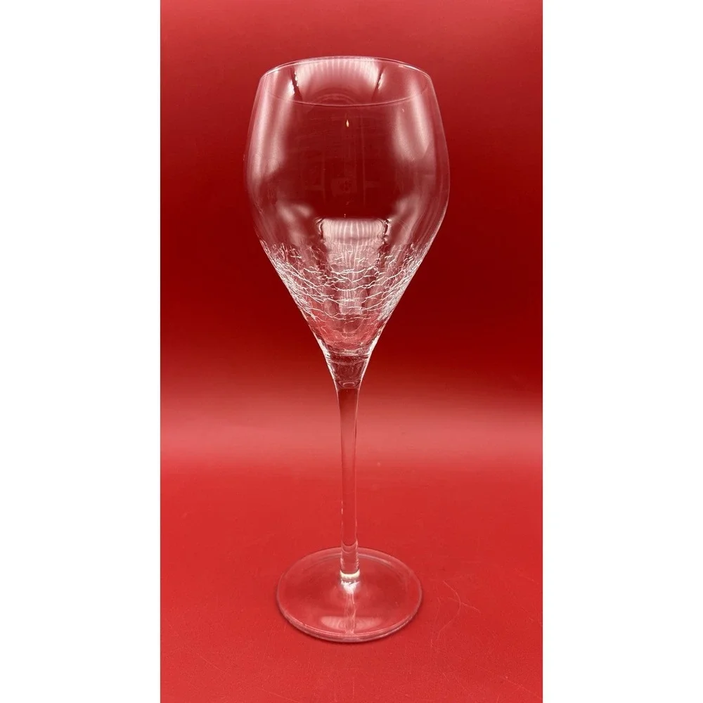 Vintage Pier 1 Reflections Crackle Glass Clear Wine Glass 9.25